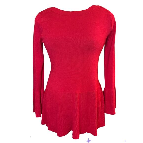 Cable & Gauge Red Pullover Sweater Peplum Sz. S Holidays Christmas - Picture 1 of 8